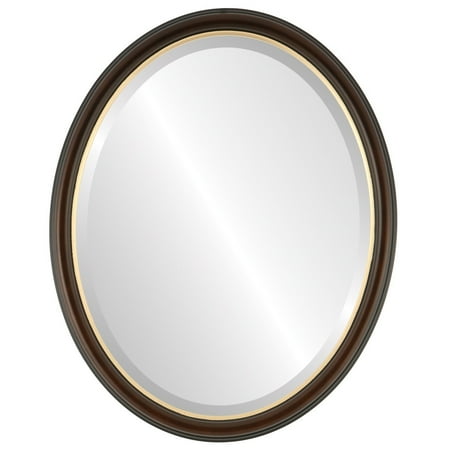 - The Oval and Round Mirror Store Hamilton Framed Oval Mirror in Rosewood with Gold Lip - Red