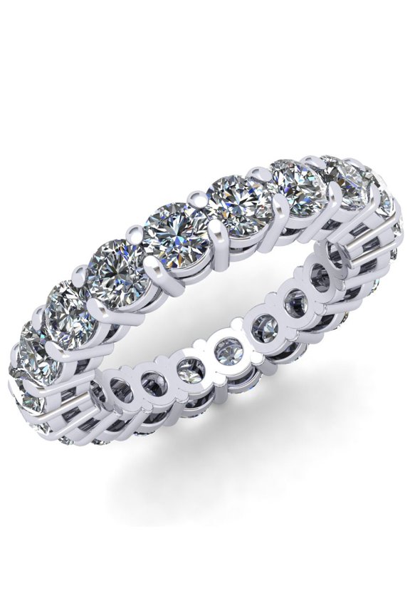 Natural 4.00Ct Round Cut Diamond Shared Prong Gallery Women's Anniversary Wedding Eternity Band Ring Solid 18k White Gold H SI2