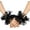 Black, variant on Dalrosia Short Lace Fingerless Gloves White Pearl Tulle Wedding Gloves for Women Hallowmas Party Costume Accessory