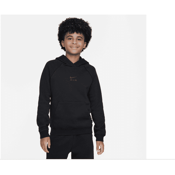 Nike Air Big Kids Logo-Print Brushed Fleece Hoodie - Black