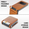 thumbnail image 6 of Wallet Case for Samsung Galaxy Z Flip 4 5G with Card Holder Premium Leather Hard PC Anti-Scratch Anti-Drop Protective Slim Cover with Card Slot for Women Girls Men-Brown, 6 of 7