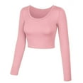 thumbnail image 2 of Long Sleeve Basic Crop Top Round Neck With Stretch, 2 of 164
