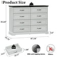 thumbnail image 6 of FANRAL 8 Drawers Dresser for Bedroom,Wood Rustic Storage Cabinet Chest of Drawers,Farmhouse Large Drawers with Metal Handles,White Dresser, 6 of 8