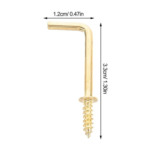 HEMOTON 100pcs Small L-Shaped Screw-In Hooks 90 Degree Right Angle Iron Hooks Mini Bend Hooks for Hanging Jewelry and Kitchenware