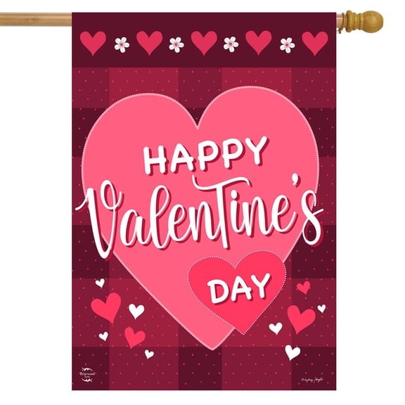 Briarwood Lane Happy Valentine's Day Double-Sided House Flag
