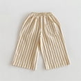thumbnail image 5 of OSOLU Girls Striped Pants Elastic Waist Straight Leg Casual Daily Trousers Light Yellow, 5 of 6