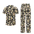 thumbnail image 6 of TSOVTHRID Tropical Pineapple Leaves Flower Print Pajama Set for Women Soft Pjs with Long Pants Button Down Sleepwear Soft Short Sleeve Nightwear Sets, L, 6 of 7