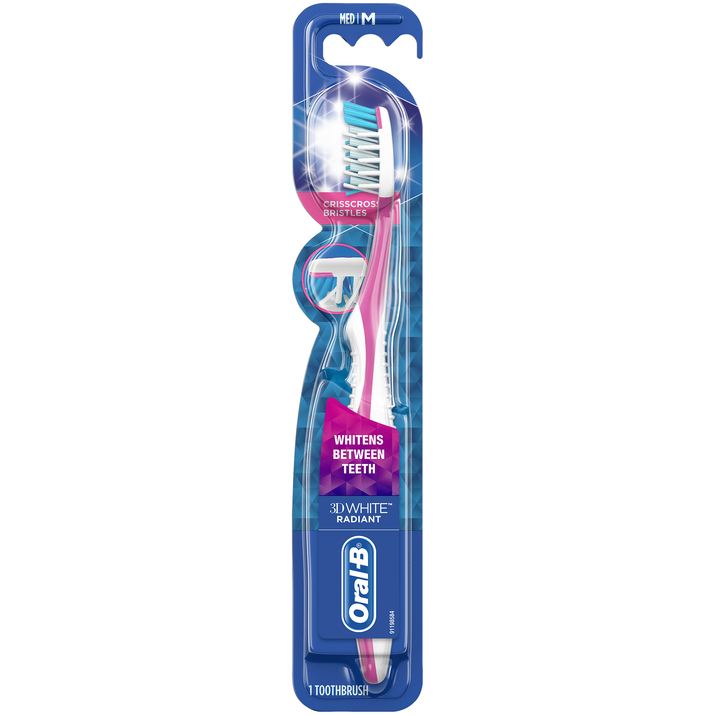 OralB 3D White Radiant Whitening Manual Toothbrushes, Medium Bristles