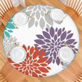 thumbnail image 2 of Round Fitted Tablecloth for 38-42 Inch Tables, 44 Inch Boho Floral with Elastic Hem Easy Wipe, 2 of 7