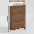thumbnail image 3 of Oubayajia Shoe Storage Cabinet with 3 Flip Drawers, Freestanding Organizer for Entryway, Narrow Shoe Rack Cabinet, Walnut, 3 of 9