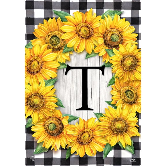 Briarwood Lane Everyday Garden Flag 12x18 For Outdoor Sunflowers Monogram T Garden Flag Flags For Outside