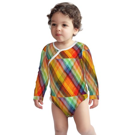 

Haiem Abstract Watercolors Tartan Printed Unisex-Baby Long Sleeve Onesies Bodysuits Unisex Babies Snap-Up Rompers-18 Months