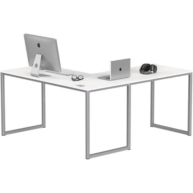 Commercial-Grade Office Computer Desk x cm Silver w/Espresso Top