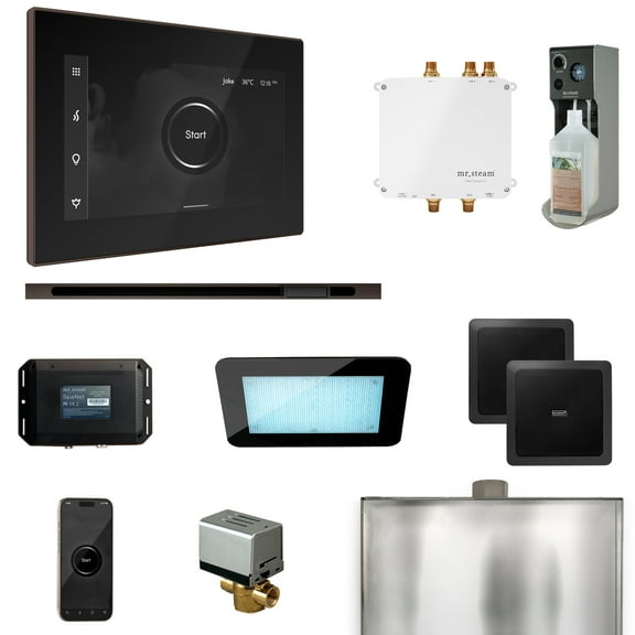 Mr Steam Bliss Steam Shower Pkg w/iSteamX Control and Linear Steamhead in Black OilRubBronze