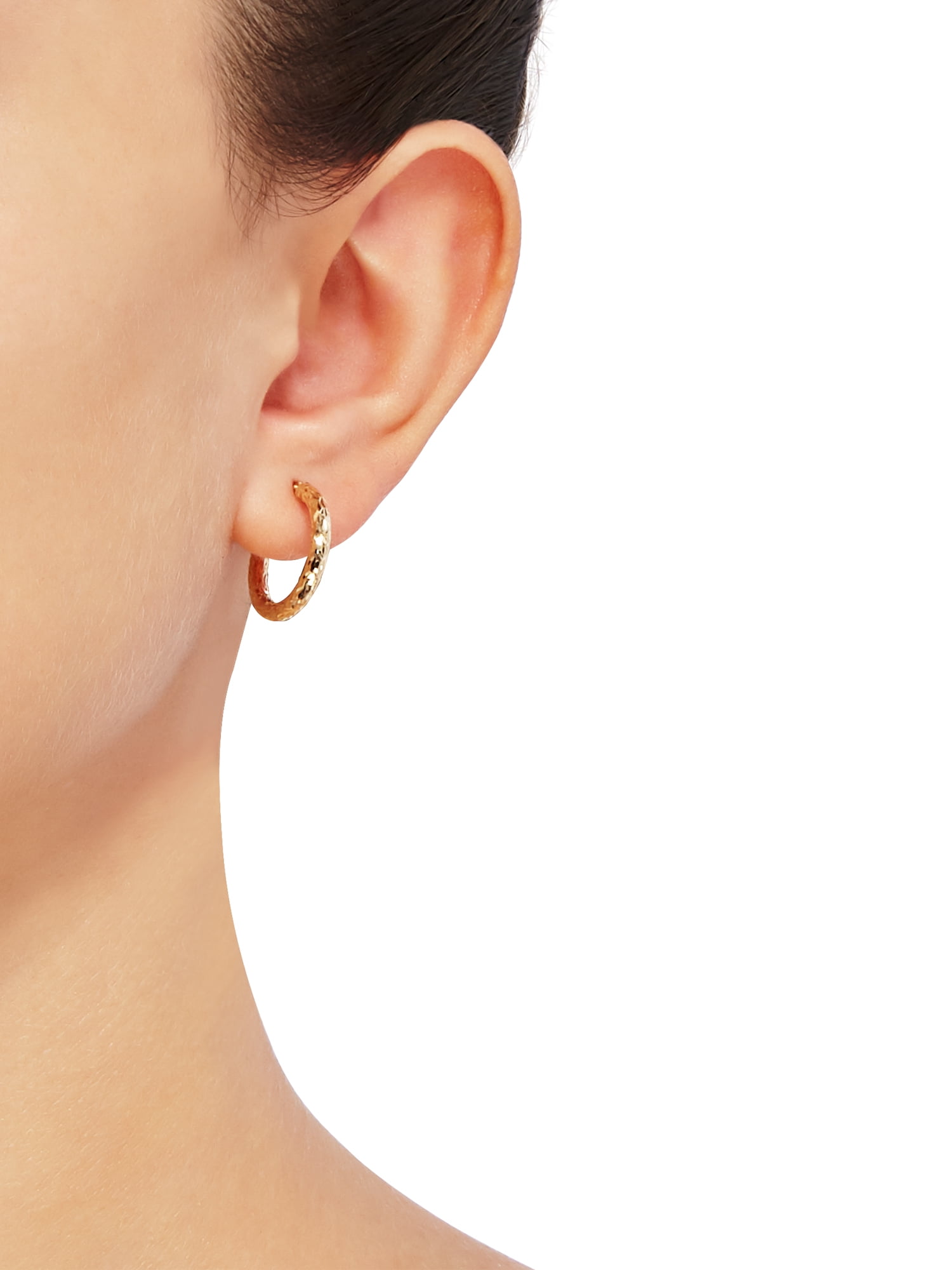 Brilliance Fine Jewelry 10K Yellow Gold 2.5MMx18MM Hollow Round Hoops Earrings