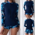 thumbnail image 2 of Jacenvly 2024 One Piece Swimsuits for Women Long Sleeve Cozy Diving Suit Contrast Color Zip Front Surfing Swimwear Lightweight Women'S New Fashion Split Casual Bikini Blue, 2 of 9