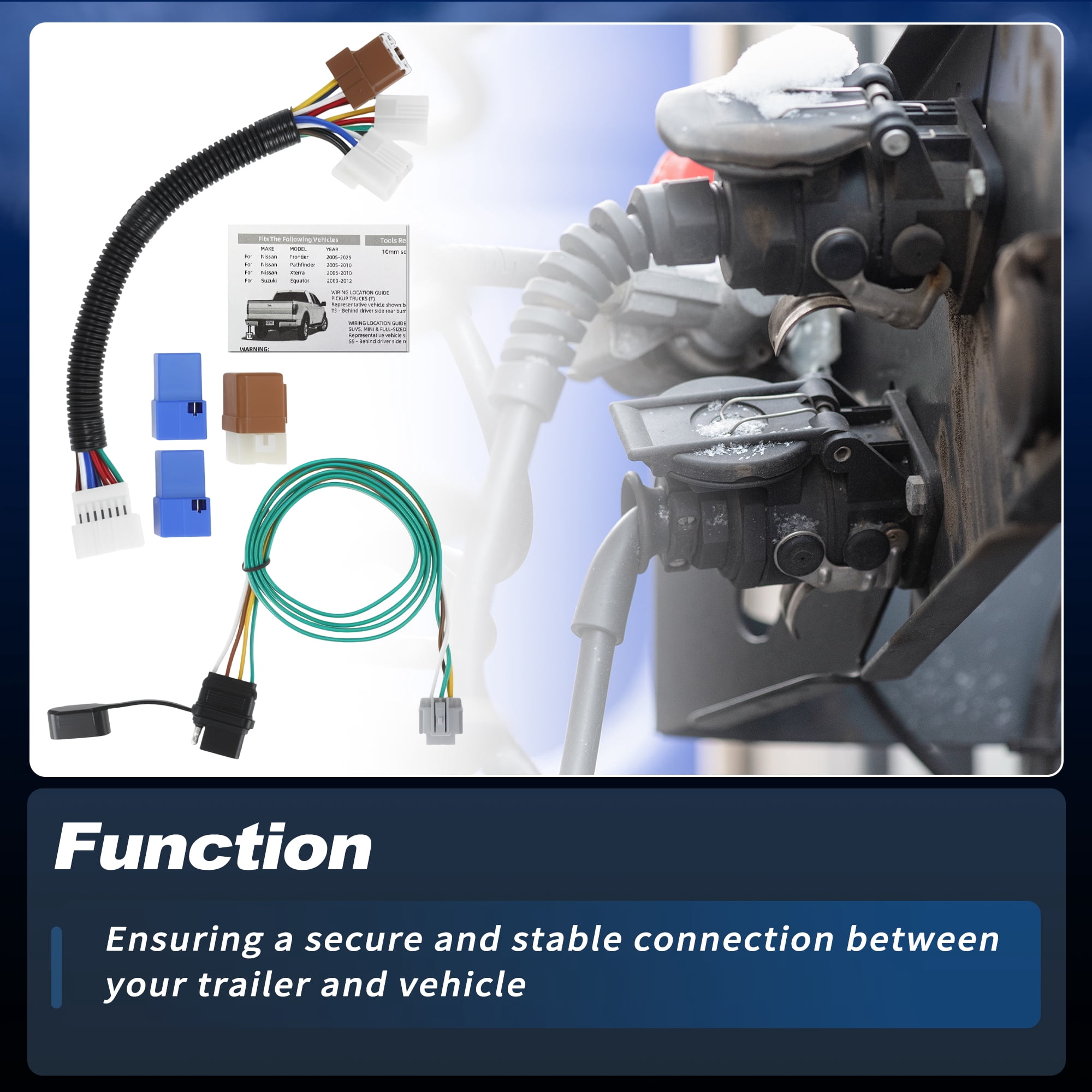Unique Bargains 4 Pin Trailer Wiring Harness Towing Hitch Kit for Nissan Frontier