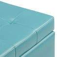 thumbnail image 6 of Cosmopolitan 34 inch Wide Storage Ottoman in Soft Blue Vegan Leather, 6 of 7