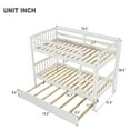 thumbnail image 4 of Twin over Twin Bunk Bed with Twin Size Trundle, Solid Pine Wood Bunk Bed can Convertible into 3 Platform Bed with Guardrail, Inclined Ladder, All Tools Included, Easy to Assemble, White,LJ3456, 4 of 9