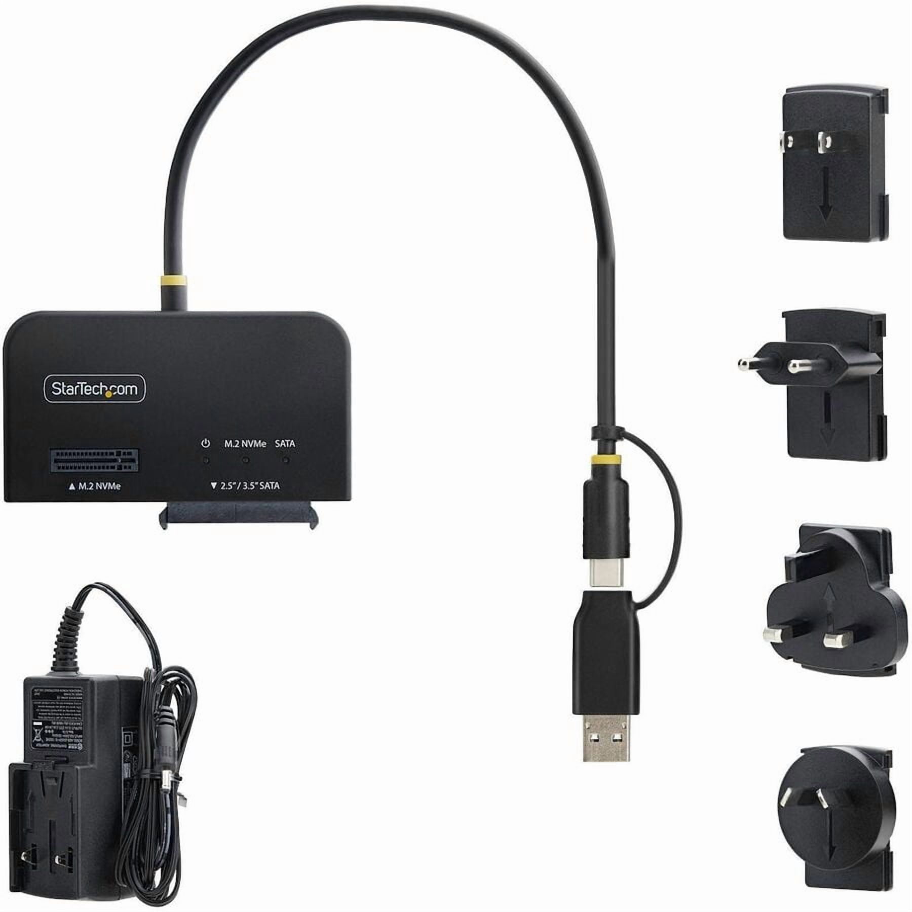 StarTech USB-C/USB-A to M.2 NVMe and 2.5in/3.5in SATA Adapter, 10Gbps, Tool-Free External SSD Hard Drive Reader, B+M/M-Key