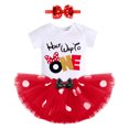 thumbnail image 3 of IBTOM CASTLE Baby Girls Half Birthday Outfit Polka Dots Half Way to One Romper Tutu Skirt Headband Cake Smash Clothes for Photo Shoot 6 Months Red + Black, 3 of 8
