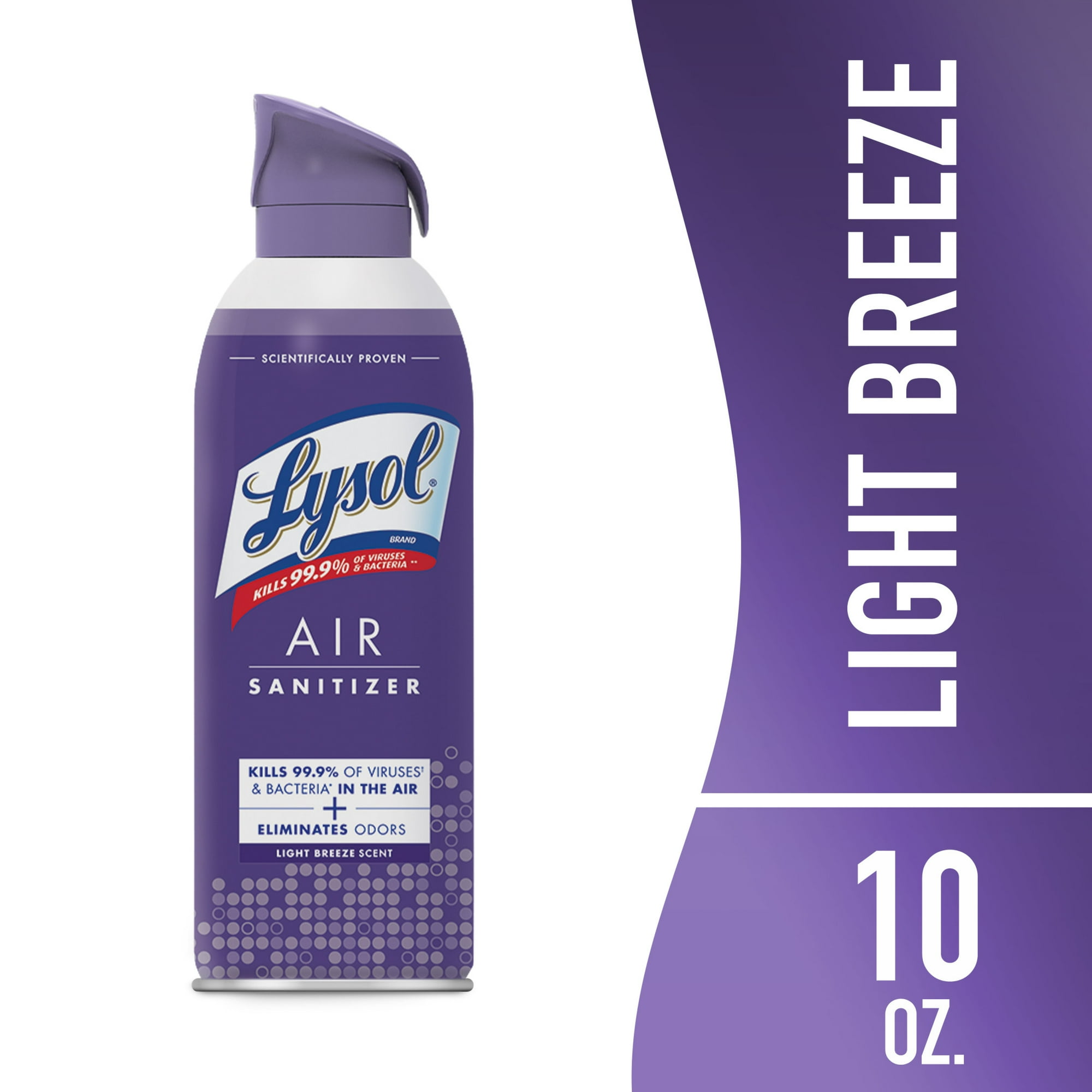 Lysol Air Sanitizer Spray for Air Sanitization and Bacterial Odor Elimination, Air Freshener Alternative, Light Breeze Scent, 10 oz