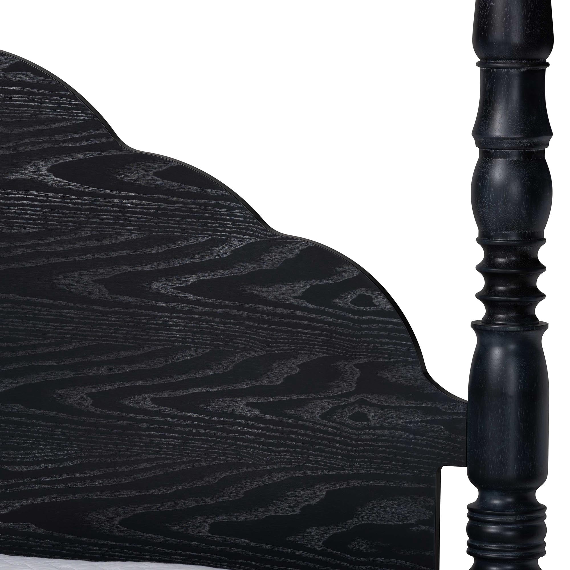 Baxton Studio Four-Poster Farmhouse Platform Bed, Queen, Black