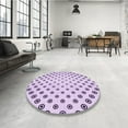 thumbnail image 3 of Ahgly Company Indoor Round Patterned Purple Flower Purple Area Rugs, 5' Round, 3 of 6