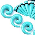 thumbnail image 2 of Opolski 30 Pcs Spiral Tapers Plugs Big Gauges Kit 10-20mm Turquoise Stretching Set, 2 of 5