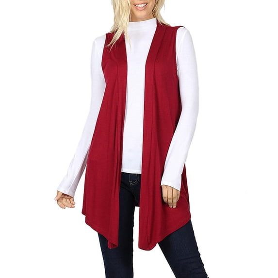Womens Lightweight Sleeveless Open Draped Cardigan