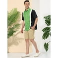 thumbnail image 3 of Lars Amadeus Men's Shirts Short Sleeve Summer Cotton Patchwork Button Down Shirts S Black Green, 3 of 5