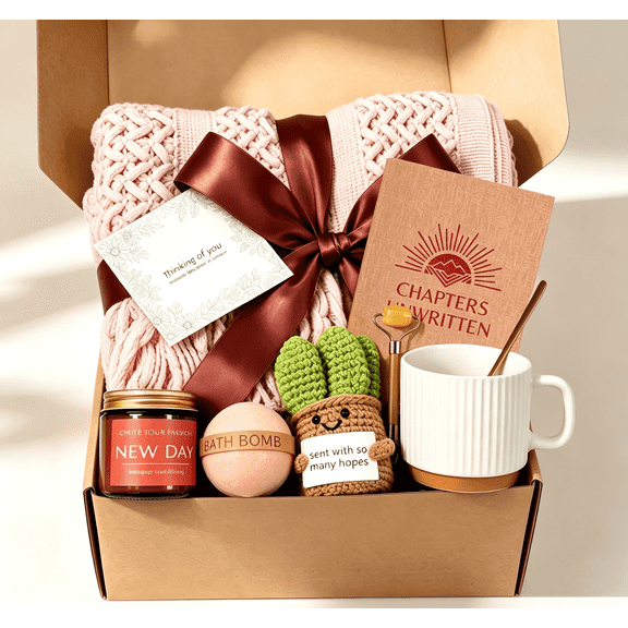 Get Well Soon Gift Baskets for Women Self Care Gifts, Spa Care Package Inspirational Thinking of You Sympathy Gifts, Christmas Birthday Gift for Women Friends Mom Sister Grandma