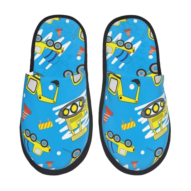 Balery Cute Car Cartoon Pantuflas de Casa de Felpa Silenciosas con Diseño Estampado, Zapatillas Cómodas Antideslizantes de Algodón para Interior-Medium