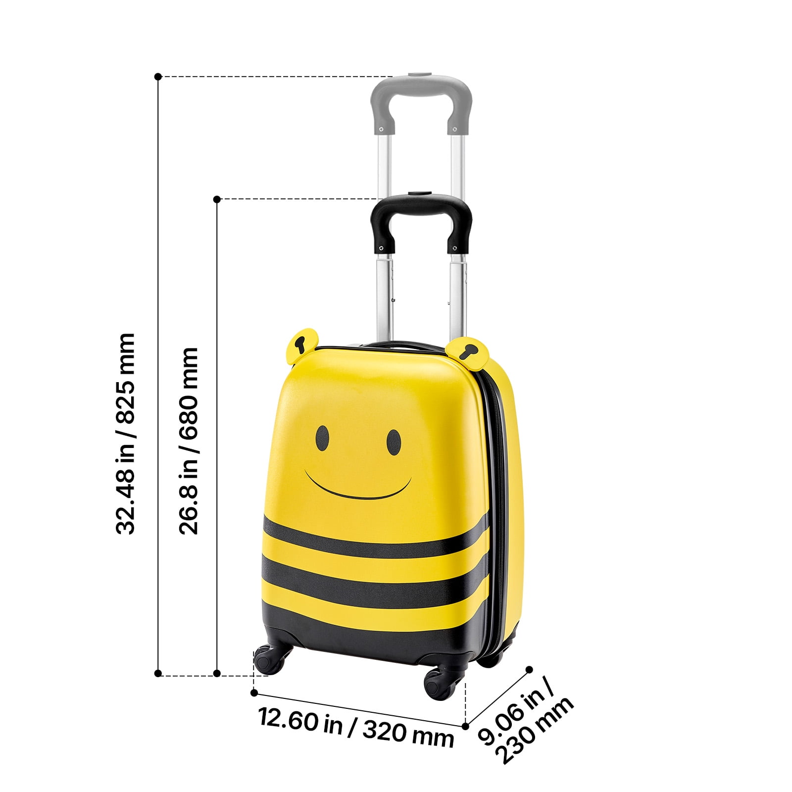KFFKFF Kids Luggage Set, 5-Piece, 18-Inch Hard-Shell Rolling Suitcase with Backpack & U-Shaped Pillow, Bee-Themed Carry-On for Children, Travel Gift for Boys and Girls, Airline Friendly
