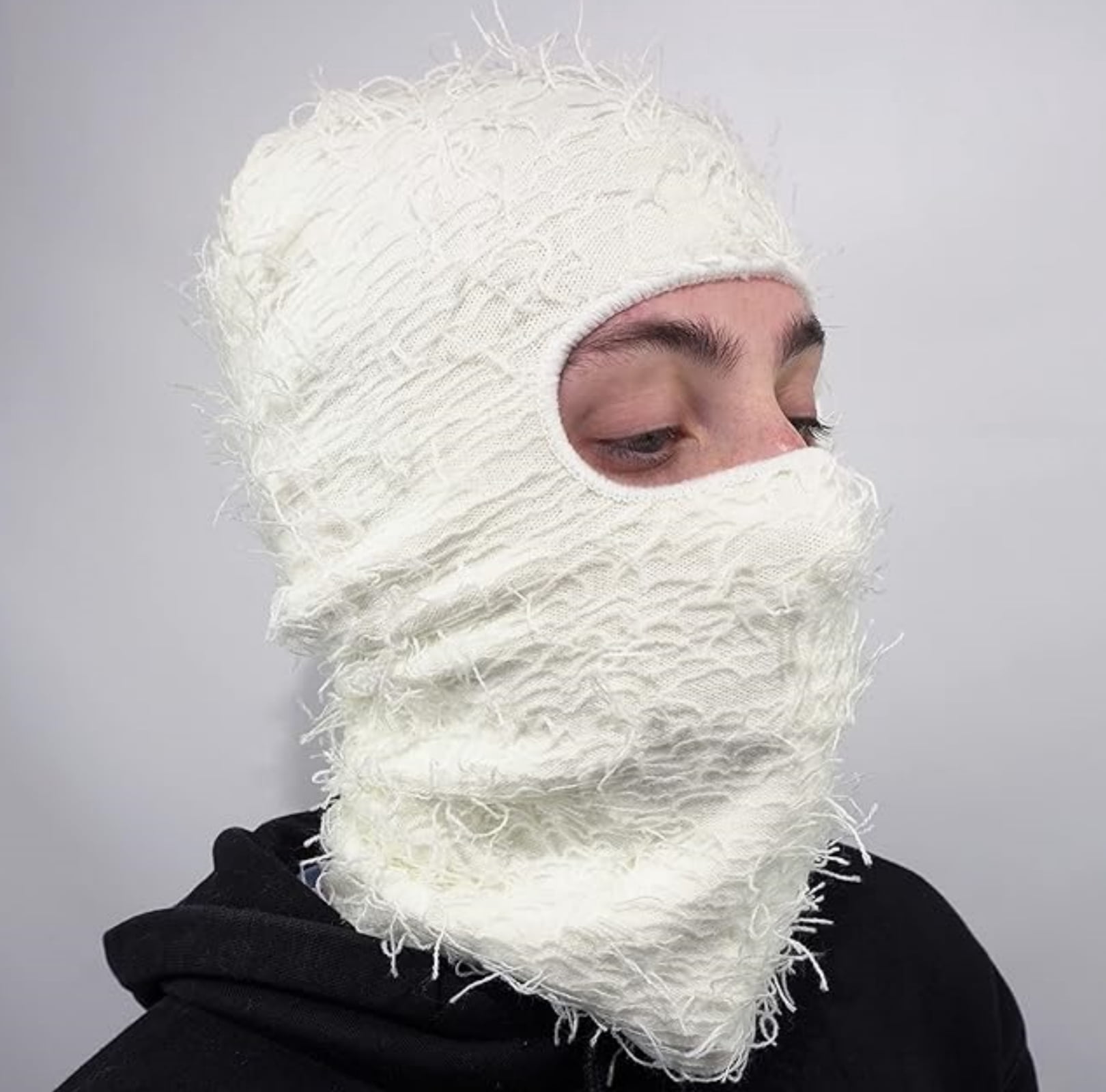 Coolzu Distressed Knitted Full Face Ski Mask, Windproof Winter