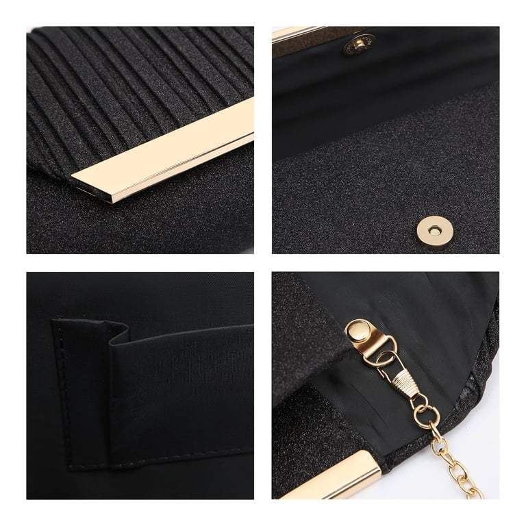 Dasein Glitter Clutch, Black Polyester Evening Bag photo 7