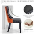 thumbnail image 4 of SoarFlash Leather Dining Chairs Set of 2, Tall Back Side Chair, Modern Upholstered Side Chair with Button Back Ring, Solid Wood Legs (Black&Orange), 4 of 5