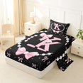 thumbnail image 2 of Manfei Cartoon Bow Letter K Monogrammed Twin Sheet Sets 3pcs for Girls Teens,Princess Alphabet Pearl Bow Print Bedding for Kids,Super Cozy Room Decor, 2 of 4