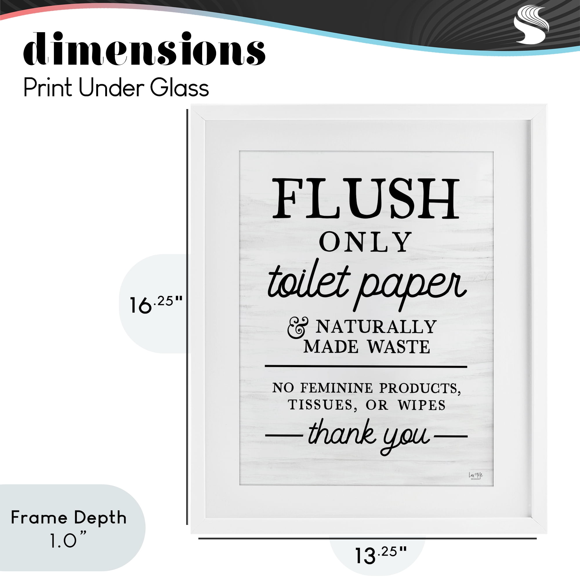 Stupell Industries Flush Only Toilet Paper Rules White Framed Print Under Glass, design by Lux + Me Designs