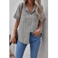 thumbnail image 1 of Women's Turn-down Collar Short Sleeve Denim Shirt, 1 of 20