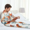 thumbnail image 6 of Rocae Three Goldfish Watercolor Splash for Men's Pajamas Set Mens Pjs Sets Long Sleeve Button Down Sleepwear-Large, 6 of 7