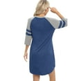 thumbnail image 6 of Xmarks Womem's 3/4 Sleeve Nightgown Sleepwear Crewneck Nightshirt Color Block Above Knee Length Nightdress Plus Size Loose Casual Pajamas Dress Loungewear, S-3XL, 6 of 7