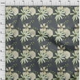 thumbnail image 3 of oneOone Cotton Poplin Gray Fabric Flower & Leaves Watercolor Sewing Fabric By The Yard Printed Diy Clothing Sewing Supplies 56 Inch Wide, 3 of 4