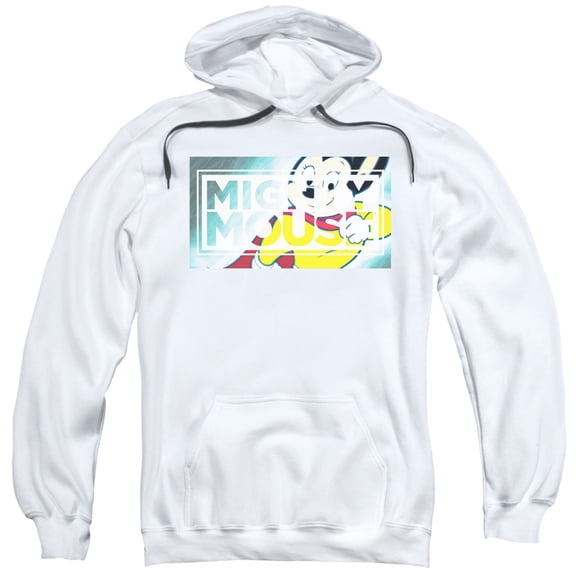 Trevco Mighty Mouse-Mighty Rectangle - Adult Pull-Over Hoodie - White- Small