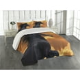 thumbnail image 2 of Ambesonne Nature Quilted Coverlet 3 Pcs, Galloping Friesian Horse, King Size, Black Orange, 2 of 4