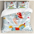 thumbnail image 1 of Kids Queen Size Duvet Cover Set, Circus Carnival Show Girl with Pony Horse Performance with Birds Acrobatic Cartoon, Decorative 3 Piece Bedding Set with 2 Pillow Shams, Multicolor, by Ambesonne, 1 of 3