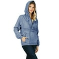 thumbnail image 3 of Women’s Premium Cotton Casual Hoodie Half Zip Pullover Denim Jean Jacket (Medium Blue, S), 3 of 3