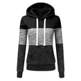 thumbnail image 1 of Penkiiy Sweat à Capuche pour Femmes Mode Décontractée Patchwork Noir Y2K Vêtements, 1 of 4