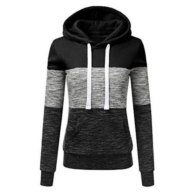 Penkiiy Sweat à Capuche pour Femmes Mode Décontractée Patchwork Noir Y2K Vêtements