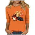 thumbnail image 3 of Wiyuqeen Gobble Shirts for Women 3/4 Sleeve Thanksgiving Tshirts Crew Neck Turkey Graphic Tees Plus Size Casual Loose Tops, 3 of 5